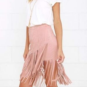 Lulu's Pink Fringe Skirt
